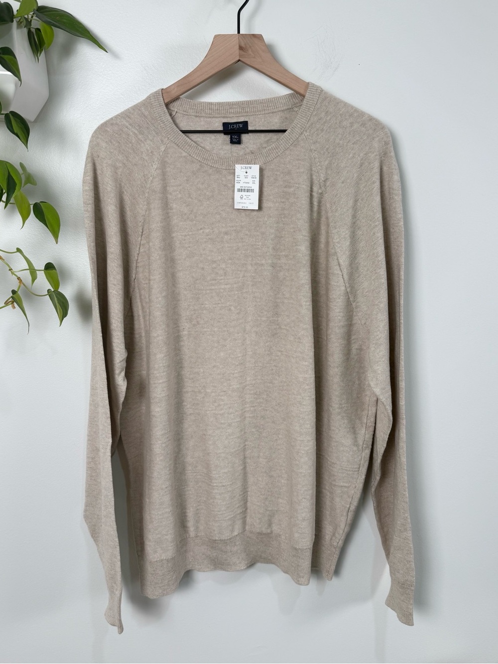 J. Crew Men's Heather Oatmeal Crewneck Sweater XXL Classic Preppy Minimalist
